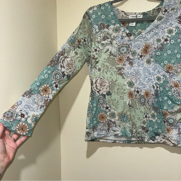Women’s Vintage Coldwater Creek Y2K Paisley Print  with Glitter Details Top S: M - Picture 4 of 11